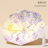 Parapluie Triple pli avec poignée en bois pour fille, colle noire fraîche, protection solaire, parapluie ensoleillé, Logo imprimé