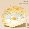 Parapluie Triple pli avec poignée en bois pour fille, colle noire fraîche, protection solaire, parapluie ensoleillé, Logo imprimé
