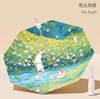 Parapluie Triple pli avec poignée en bois pour fille, colle noire fraîche, protection solaire, parapluie ensoleillé, Logo imprimé