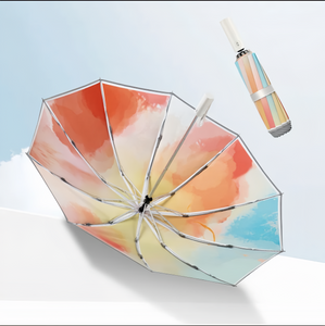 Petit parapluie noir de poche léger Uv, personnalisé de haute qualité, 3 plis, pour jours de pluie, avec manche télescopique