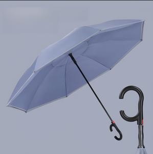 Nouveau parapluie de voiture inversé avec Logo personnalisé Double couche à l'envers conception de poignée en forme de C parapluie de pluie inversé pliant inversé