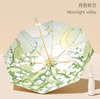 Parapluie Triple pli avec poignée en bois pour fille, colle noire fraîche, protection solaire, parapluie ensoleillé, Logo imprimé