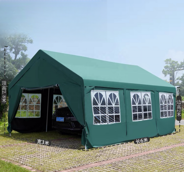 Grande tente auvent pop-up noire 10x20, port de voiture de garage étanche