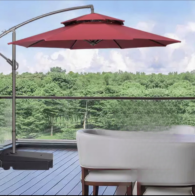 Pôle latéral piscine pliant patio tissu imperméable personnalisé pare-soleil extérieur en porte-à-faux jardin parasol parapluie soleil de plage