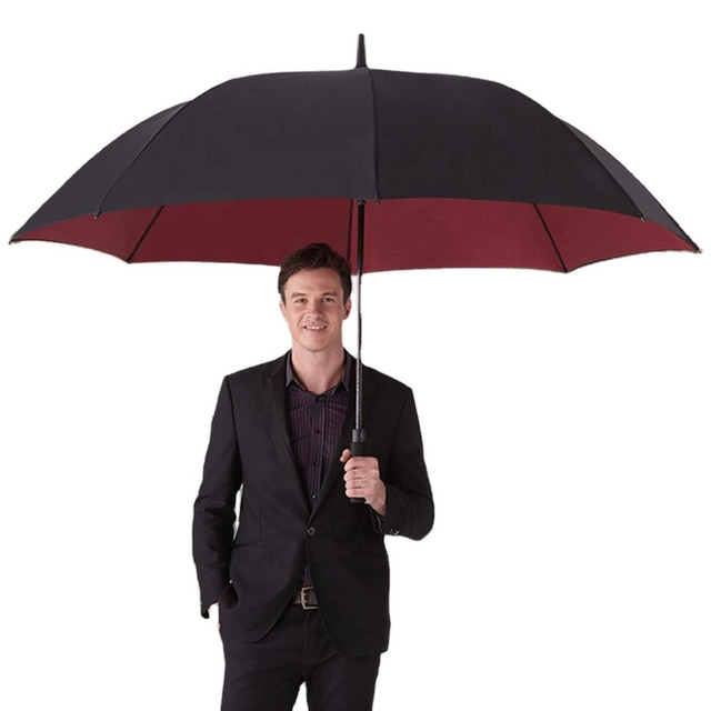 Parapluie de Golf surdimensionné Double couche, Extra Large, robuste, à long bâton, à ouverture automatique, coupe-vent, imperméable, en Polyester