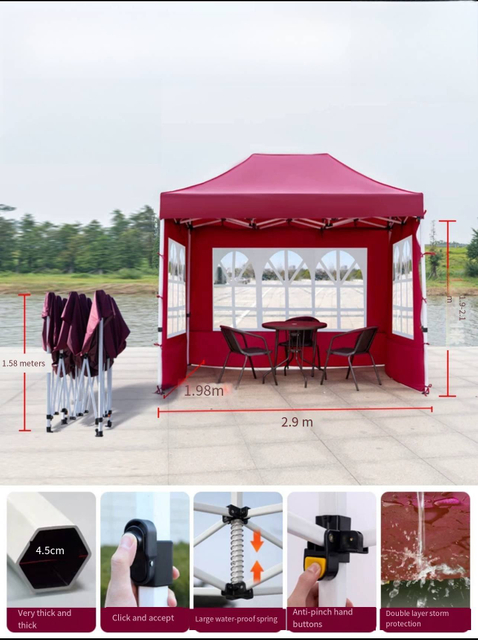 Grand Gazebo pliable personnalisé, tente de fête, auvent extérieur, pare-soleil de jardin, salon commercial, auvent Pop-Up, cadre Hexagonal en diamant