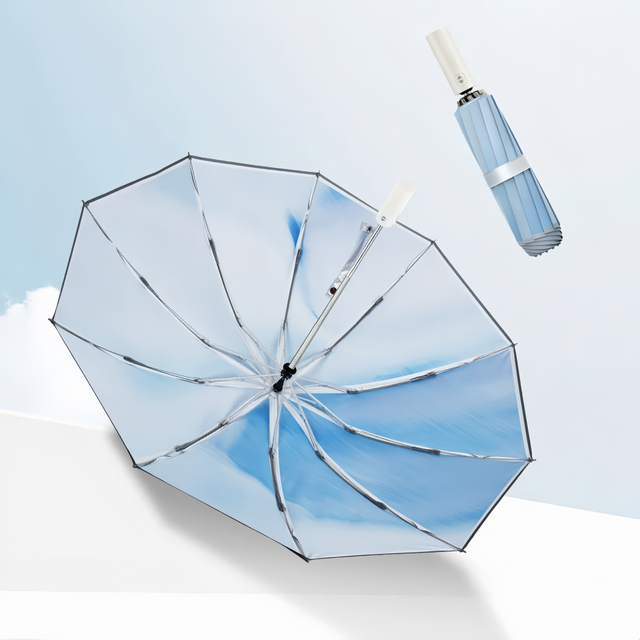 Petit parapluie noir de poche léger Uv, personnalisé de haute qualité, 3 plis, pour jours de pluie, avec manche télescopique