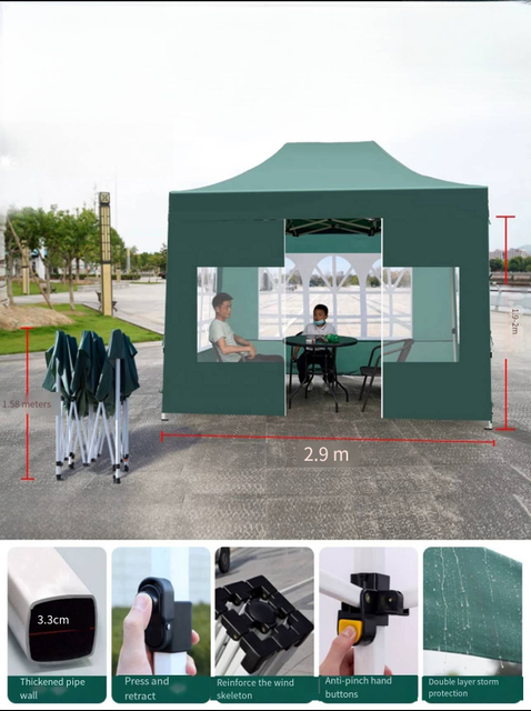 Auvent Pop-Up de haute qualité 2x2m 2x3m 3x3m 3x4.5m 3x6m, tente de salon commercial, tente pliante pour publicité extérieure, gazébo 3x3 M