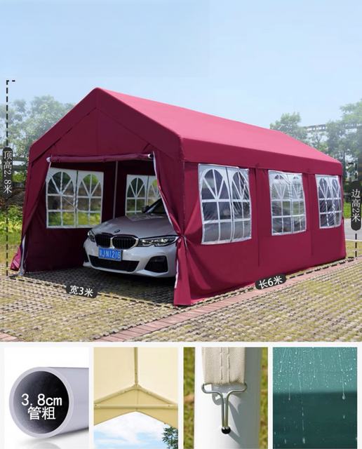 Grande tente auvent pop-up noire 10x20, port de voiture de garage étanche